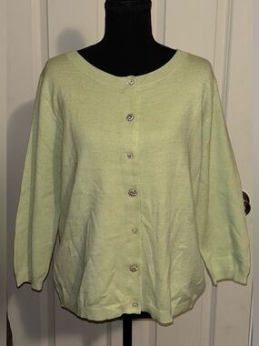 George Light Green Button-Front Women's Cardigan Sweater